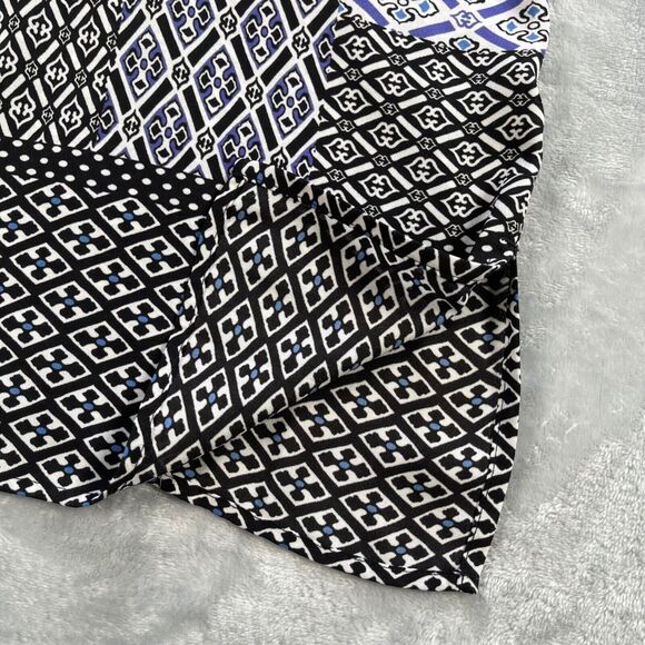 Chico's Top Womens 3 Blue Purple Geo Brit Geometric Relaxed Fit Flutter Sleeve - Picture 4 of 16